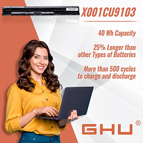 GHU Batería 40 Whr M5Y1K HD4J0 para laptop Dell Inspiron 3551/ 5555/ 5558/ 5758/ Vostro 345,1 2700 mAh, 40 WH Parte # HD4J0, M5YIK, WKRJ2, GXVJ3, 1KFH3