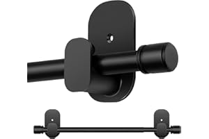 Curtain Rods No Drilling 32 to 86 Inch, HOTOZON 5/8 Inches No Drill Curtain Rods for Windows 55 to 82 Inches(4.5-6.8 ft), Renter Friendly Adjustable Small Drapery Rod for Lightweight Curtains, Black