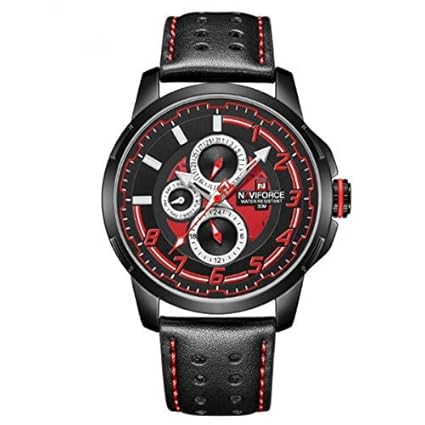 Japanese Quartz Genuine Leather Chrono Watch for Men 9142 - Black