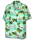 Flamingos Hawaiian Shirt, Sage