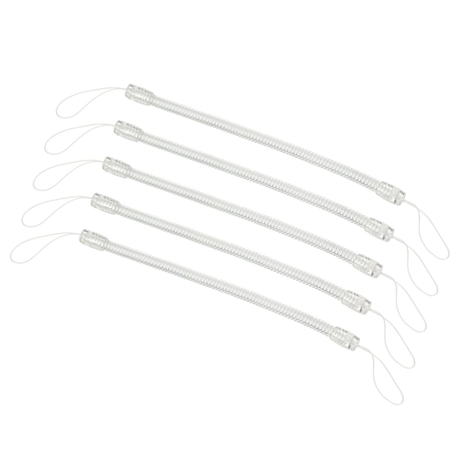 PATIKIL Retractable Spring Coil Strap 6", 5 Pack Plastic Spiral Stretchy Key Holder Stylus Lanyard Cord, Clear