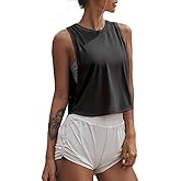 Sanutch High Neck Athletic Tops Womens Workout Tank Tops Cropped Muscle Tank for Women