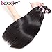 Bestsojoy 10A Brazilian Virgin Hair Straight 3 Bundles Brazilian Straight Human Hair Extensions 100% Unprocessed Human Hair Weave Bundles Natural Color (14 16 18)