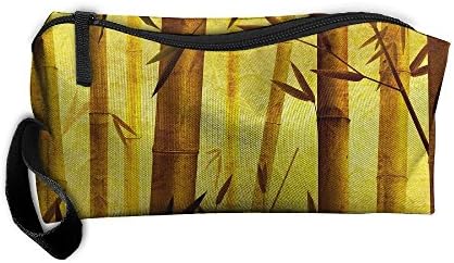 Portable Travel Cosmetic Toiletry Clutch Bag Organizer Case Oxford Bamboo Wallpaper Background Patterns Love Storage Pouch
