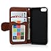 iPhone SE,iPhone 5 5S Wallet Case MOLLYCOOCLE Embossed Flower Wallet with Stand Premium PU Leather Skin Cover Magnetic Flip Folio TPU Bumper for iPhone SE 5 5S & Bling Butterfly Dust Plug,Brown