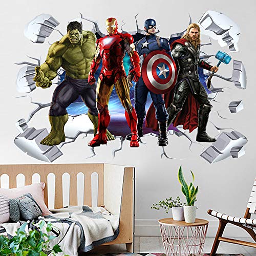 Super Hero Wall Decal 3D Save The World Wall Stickers Removable PVC
