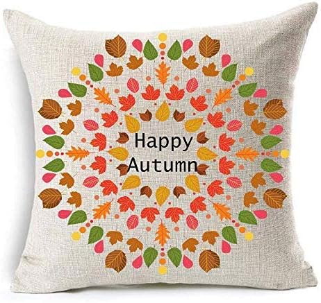 KLYDH Happy Autumn Colorful Fall Leaves Decoration Pillowcase Throws,Cover Size:20 x 20 Inch(50cm x 50cm)