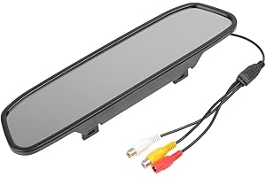 PONPY 4.3" TFT Color LCD Screen 2 Video Input Car Rear View Mirror Monitor Vehicle Parking in-Mirror Monitor for DVD/VCR/Car Reverse Camera