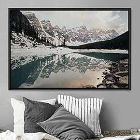 signwin Framed Canvas Wall Art Winter Lake Aerial...