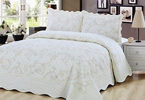 sazana Quilt 3 Piece Bedding Bed Set/Bedspread/Embroidered with 2 Pillow Shams
