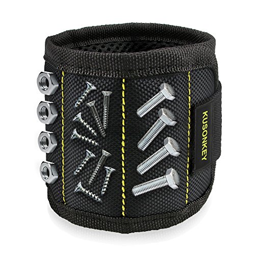 Magnetic Wristband, Kusonkey Tool Belt with 15 Powerful Magnets for Holding Screws/Nails/Drill Bits, Versatile Christmas Tool Gift for Men/Father/Dad/DIY Handyman/Electrician/Husband/Boyfriend.