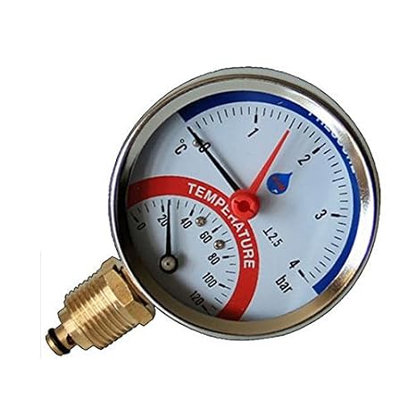 80mm 4 BAR Seiteneingang 120C Temperatur Manometer 1/2 'BSP Thermomanometer