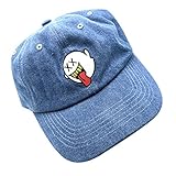 Distressed Boo Mario Ghost Baseball Cap 3D Embroidery Dad Hats Adjustable Snapback Blue