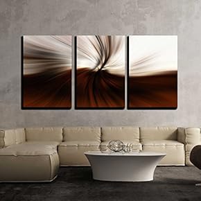 3 Piece Canvas Wall Art - a Beautiful Brown/Orange Swirl Abstract Design - Modern Home Art Stretched and Framed Ready to Hang - 16"x24"x3 Panels