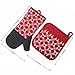 Heat Resistant Hot Oven Mitts & Pot Holders for Kitchen Set with Cotton Neoprene Silicone Non-Slip Grip Set of 2, Oven Gloves for BBQ Cooking Baking, Grilling, Machine Washable (Red Neoprene)
