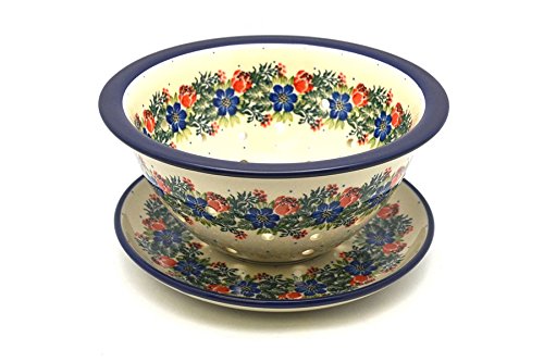 Click Here to See More Images Polish Pottery Berry Bowl with Saucer - Garden Party