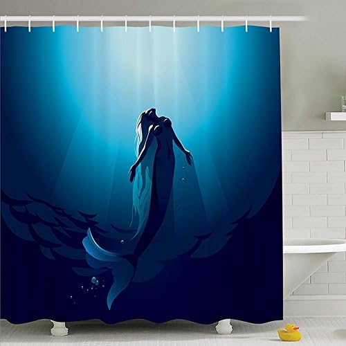 Bathroom Dolphin Printed Shower Curtain Waterproof Mildewproof Fabric Home Decor