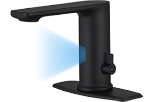 Bathfinesse Touchless Bathroom Faucet, Single Handle Temperature Adjustment, Hands-Free Commercial Motion Sensor Faucet, Solid Brass, Black