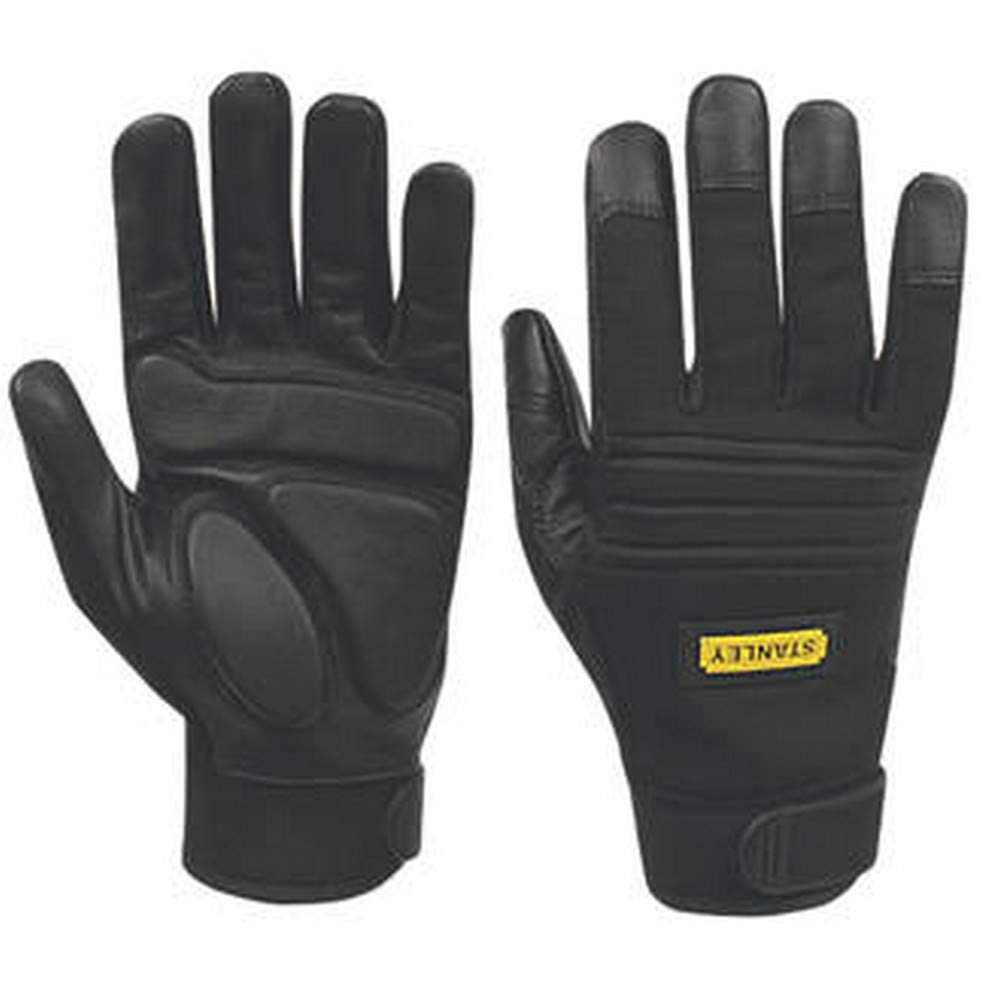 STANLEY Vibration Performance Glove, Black, L (Pack of 2), (27690-46582)