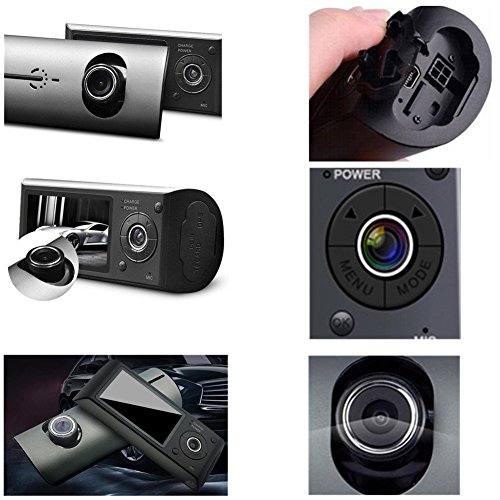 THINK SOGOOD Dual Lens Car Video Camera, 2.7’’ Dashboard Camera with 140° Front Wide Angle and 120° Rear Wide Angle, DVR Recorder with G-Senor, Loop Recording, GPS(8G TF Card Included)