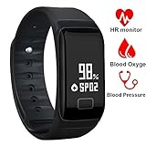 Fitness Tracker Band Smart Bracelet with Oxygen Blood Pressure/Heart Rate/Sleep Monitor Notification Alerts Bluetooth Waterproof Sports Activity Watch OLED Touch Screen for Android and iOS Phone