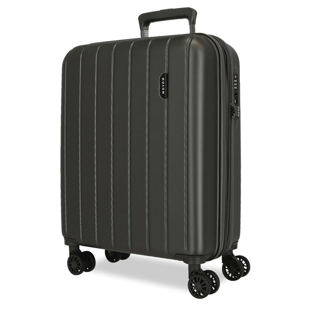 Movom Wood Grey Cabin Suitcase 40 x 55 x 20 cm Rigid ABS TSA Lock 38 Litre 3.2 kg 4 Double Wheels Hand Luggage