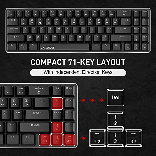 Gamenote 60% Mechanical Keyboard, Wired Gaming Keyboard Type-C 71 Keys LED Backlit Mini Compact Keyboards Blue Switch… - Image 4
