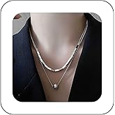 Iaceble Vintage Layered Bead Ball Necklace Bead Cube Necklace Silver Square Pendent Necklace Bead Square Choker Necklace Square Bead Necklace Jewelry for Women