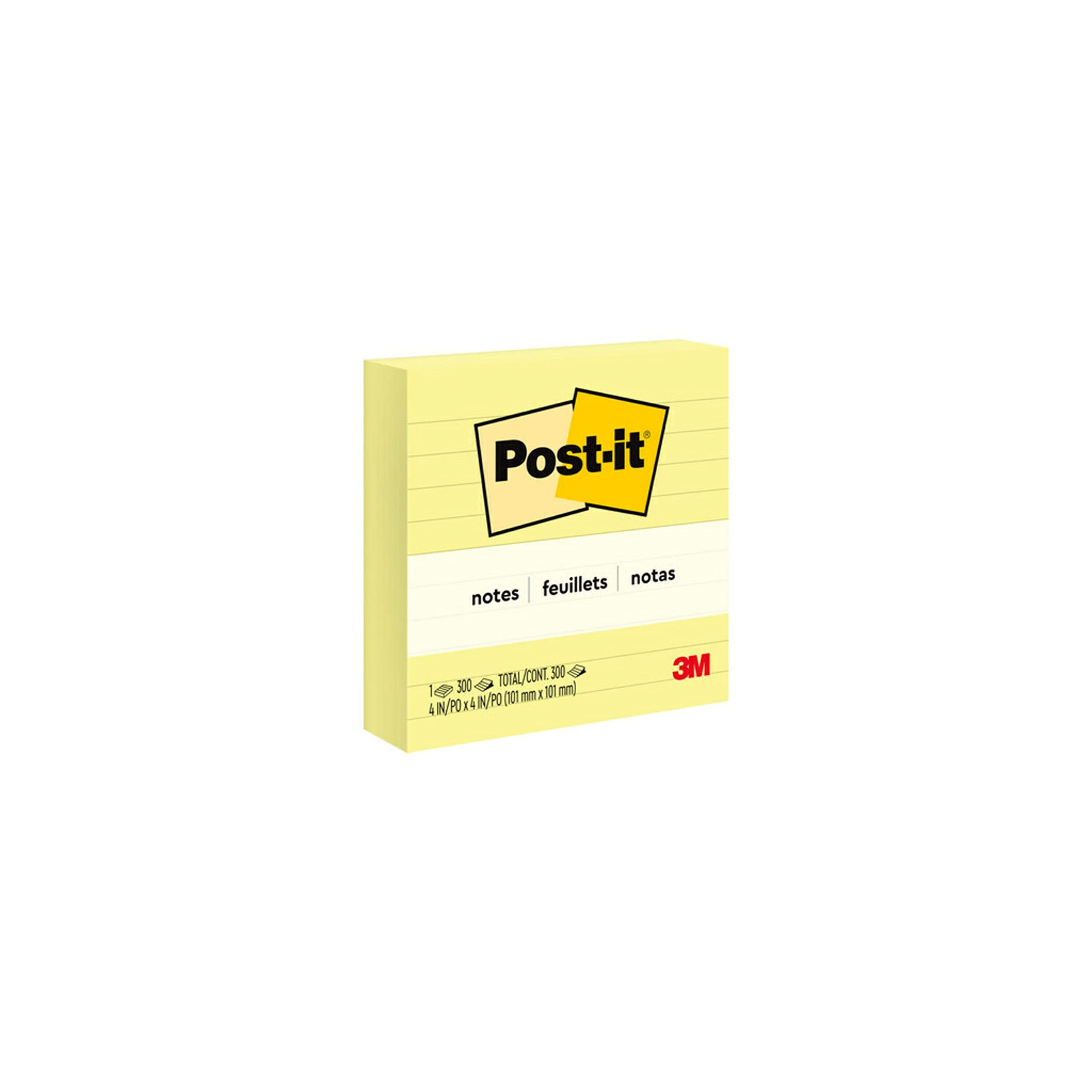 Post-it Large Notes, Canary Yellow, Lined, 101 mm x 101 mm, 300 Sheets - Self-Stick Notes for Note Taking, to Do Lists & Reminders
