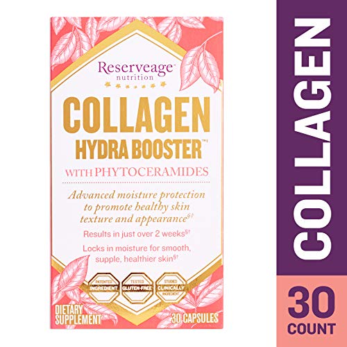Reserveage - Collagen Booster Hydra Booster, Moisturizing Support for Soft, Plump, Firm, and Youthful Skin with Collagen, Hyaluronic Acid, Vitamin C, and Ceramide, Gluten Free, 30 Capsules