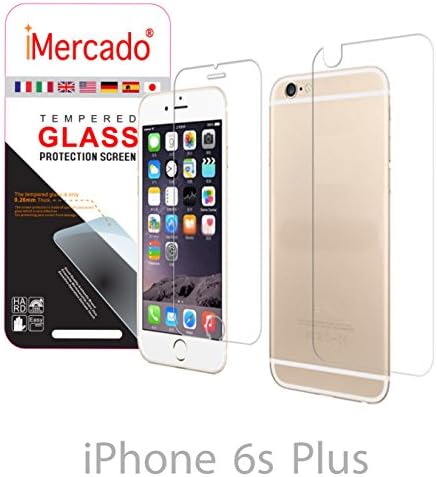Screen Protector iPhone 6s Plus 6 Plus iMercado (Pack of 2, Tempered Glass, Front and Back)