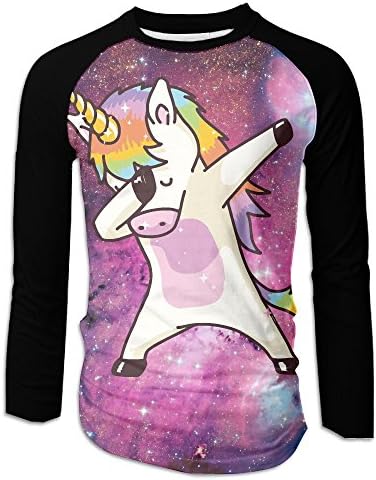 Hip Hop Unicorn Rainbow Casual Baseball Boat Neckline Fashion Long Sleeve Mens Raglan T-shirt