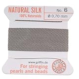 Griffin Silk Beading Cord & Needle Sz 6 Silver Gray