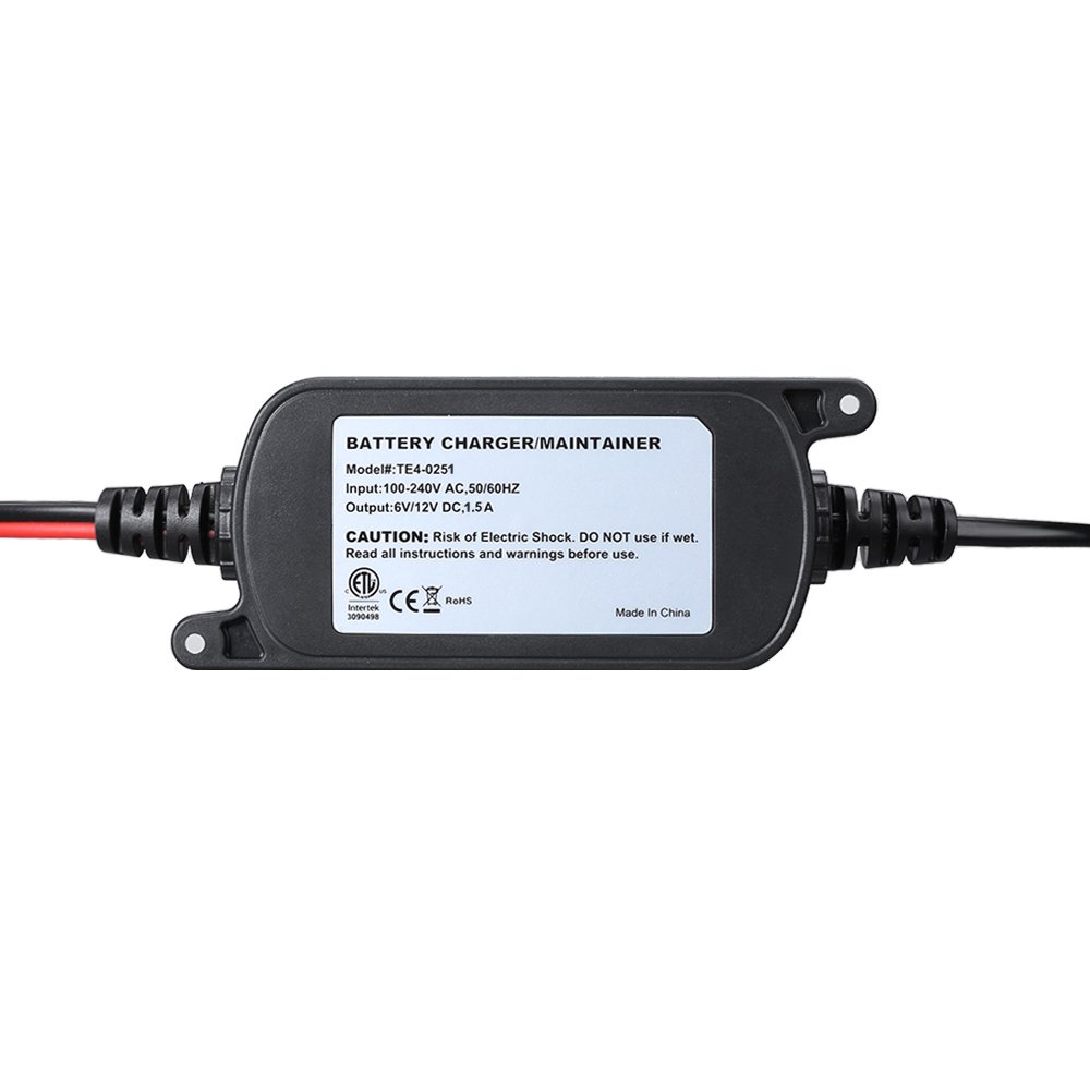 FLOUREON 1.5Amp 6V/12V Car Battery Charger and Maintainer with 5 Steps Fully Auto Detect Charging for Cars, Motorcycles, ATVs, RVs, Powersports, Boat, Rescue and Recover Lead Acid Batteries