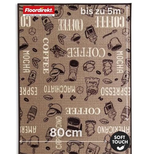 Floordirekt Teppich-Läufer Coffee | Hochwertige Verarbeitung | Rutschhemmender Gelrücken | Erhältlich in vielen Größen (80 x 300 cm)