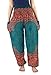 NaLuck Harem Pants Women’s Hippie Bohemian Boho Smocked Waist Geometric Mandala Floral Prints Aladdin Yoga Casual Pants PJ05-Turquoise