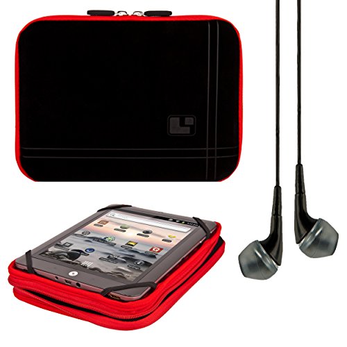 SumacLife 8-inch Tablet Sleeve for efun Nextbook 8, Ares 8, Ares 8L, Flexx 8 with Black Headphones (Red)