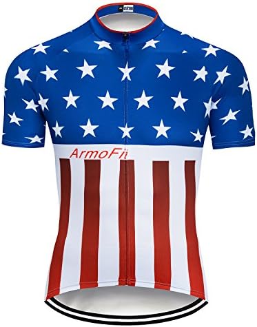 ArmoFit Men’s Cycling Jerseys Sport Bike Shirts Full Zipper Bike Clothing Pocket Reflective