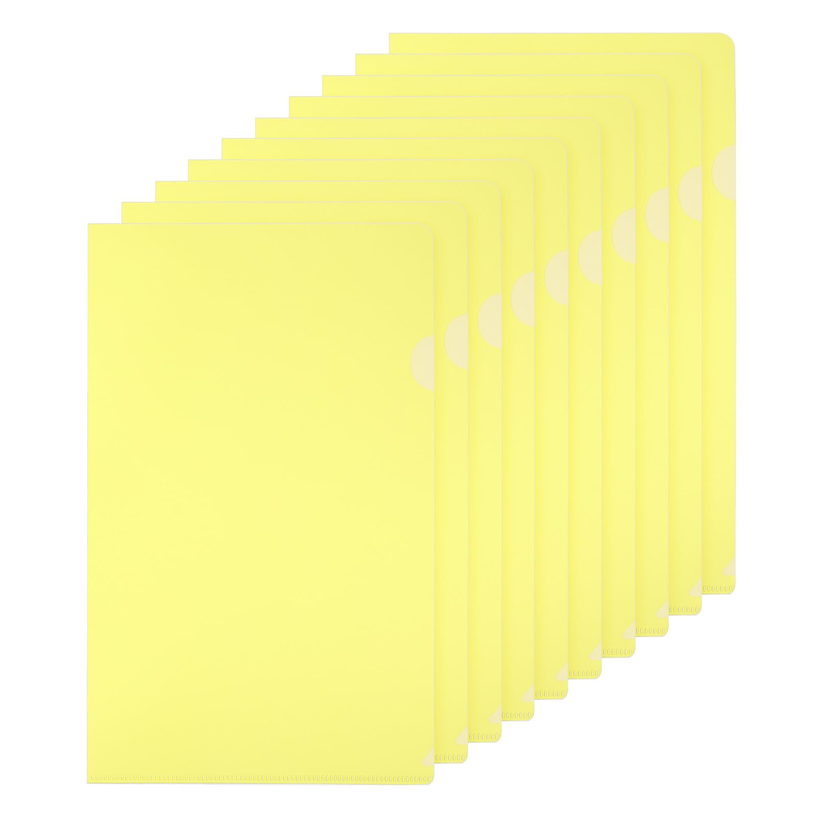 PATIKIL L Type Folders 50 Pack A4 Plastic File Project Pockets Clear Paper Document Jacket Sleeves for Office, Yellow — image 1