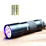 FOXNOV 12 LED UV Flashlight Black Lights Pet Dog Urine Stain Detector, 395nm with 3 AAA Batteries