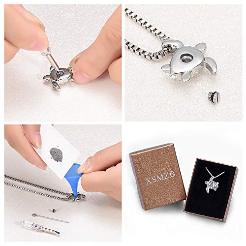 XSMZB Sea Turtle Cremation Jewelry for Ashes Urn Necklace for Ashes Cremation Jewelry for Ashes Necklace for Men Women Memorial Ash Keepsake Pendant (Big Black)