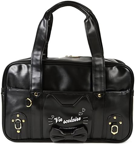 Charlottey Womens Girls Cat Ribbon School Bag Japanese High School Black