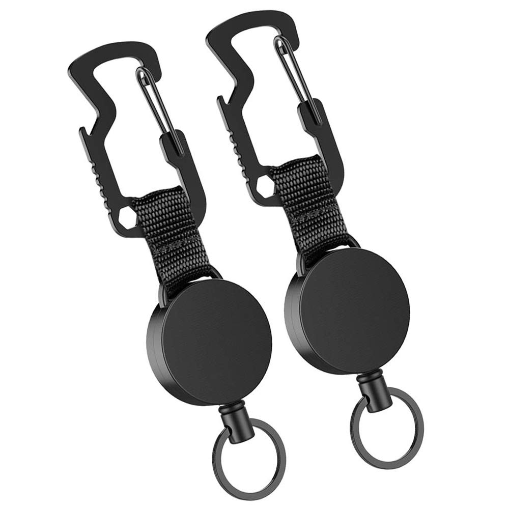Mua 2個セット カラビナ キーリール リールキーホルダー ワイヤー リール アウトドア 伸縮60cmスチールワイヤー 紛失防止 ブラック Tren Amazon Nhật Chinh Hang 21 Fado