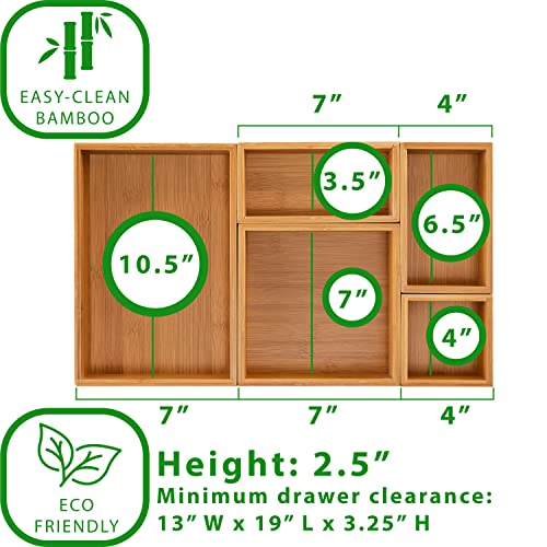 Seville Classics Bamboo Premium Organizer Storage Bins for Kitchen