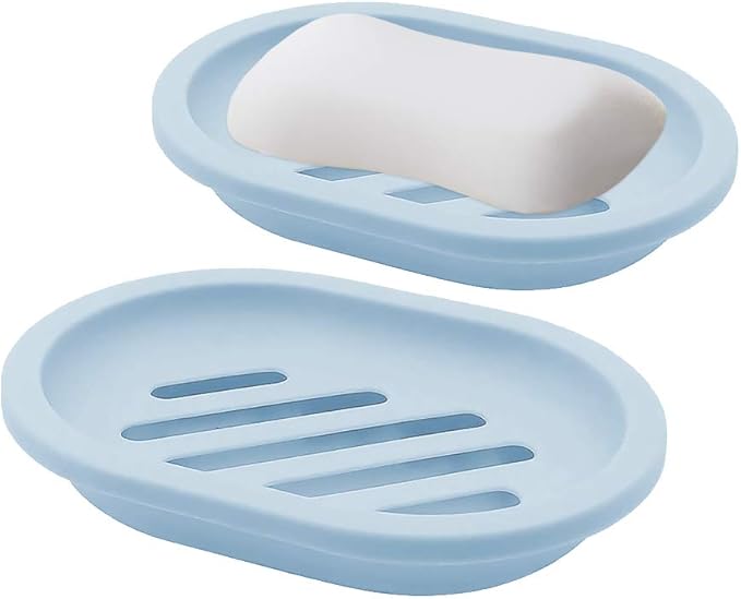 2 Pack Soap Dish for Shower, Silicone Rubber Soap Holder