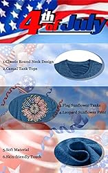 PECHAR 4th of July Tanks for Women Sunflower