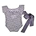 GBSELL Newborn Infant Baby Girls Lace Bow Photography Props Romper Princess Clothes (Gray)