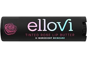 Ellovi Natural Lip Butter Lip Balm - Wild Rose Tinted - Pure Enough to Eat - Made With Just 6 Vegan Ingredients - Tinted Moisturizing Lip Care for All Day Hydration (Single)