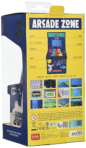 Legami - Mini Videogame Arcade, 240 Games, with Lights and Sounds, Adjustable Volume, English Language, Colour Screen, 8.5 x 15.4 cm