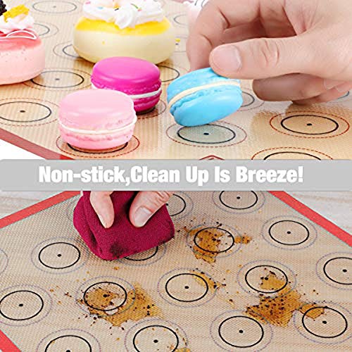 Macaron Silicone Baking Mat Set of 2 Non Stick Silicon Macaroon Baking Sheet Cookie Liner(BPA